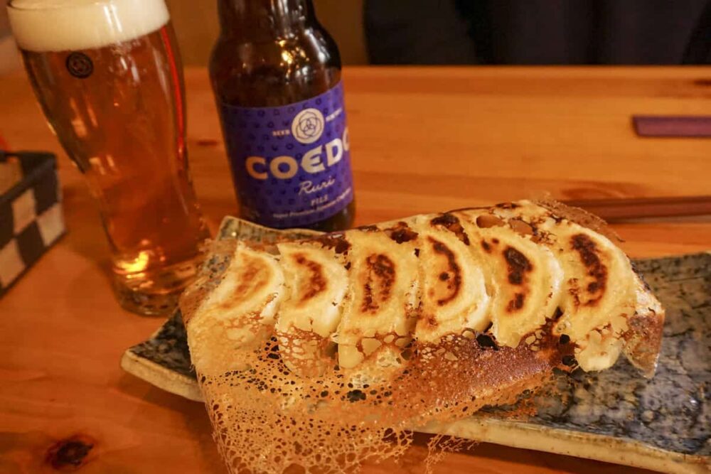 COEDOビールと餃子